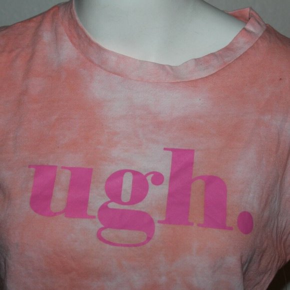 Womens Ugh. Tshirt Funny Sarcastic Graphic Novelty Vintage Crop Tee Size Small - Picture 2 of 3